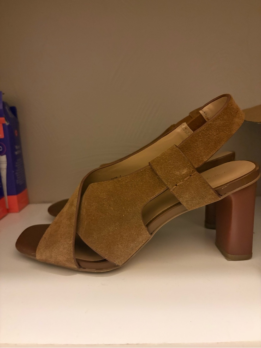 Banana Republic Brown Suede Block Heel Slingback Sandals